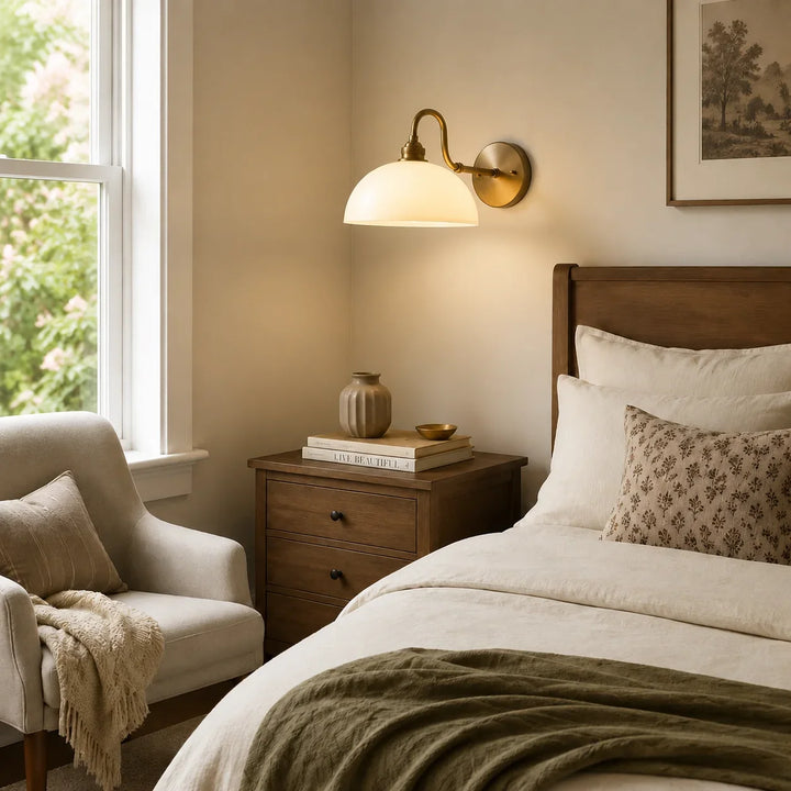 Brass Arm Bowl Wall Light