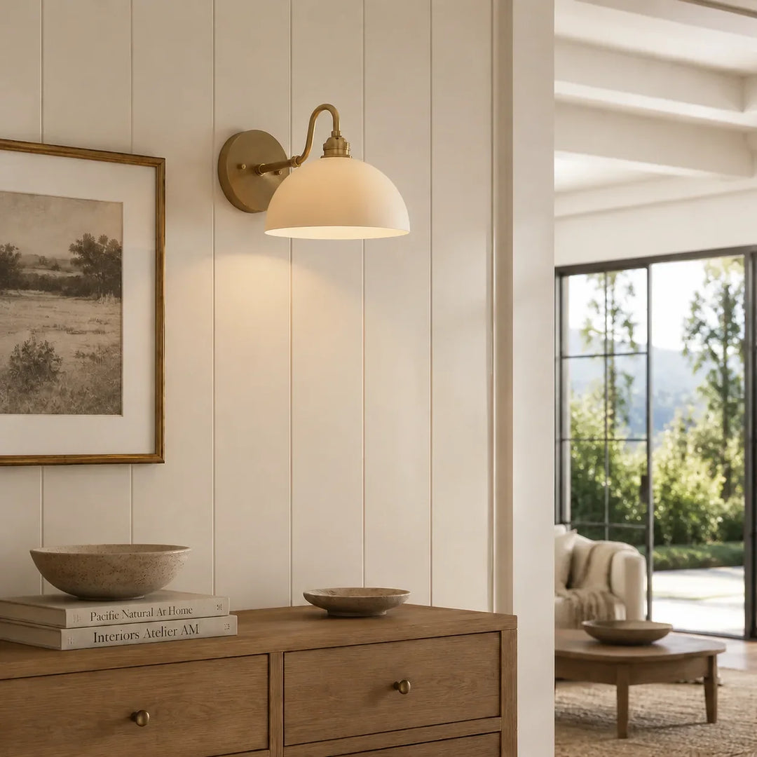 Brass Arm Bowl Wall Light
