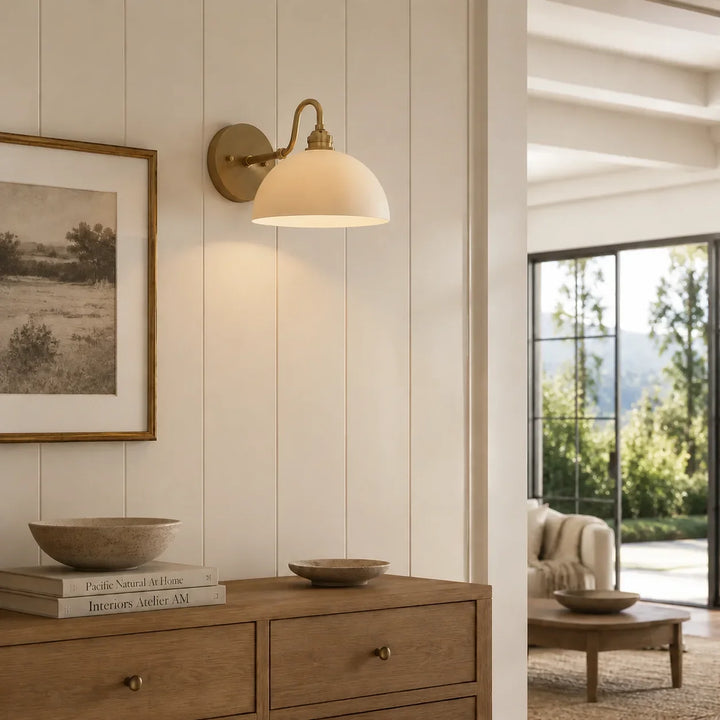 Brass Arm Bowl Wall Light