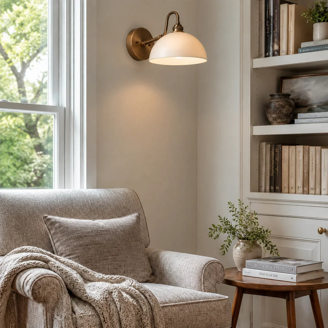 Brass Arm Bowl Wall Light