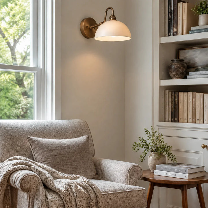 Brass Arm Bowl Wall Light