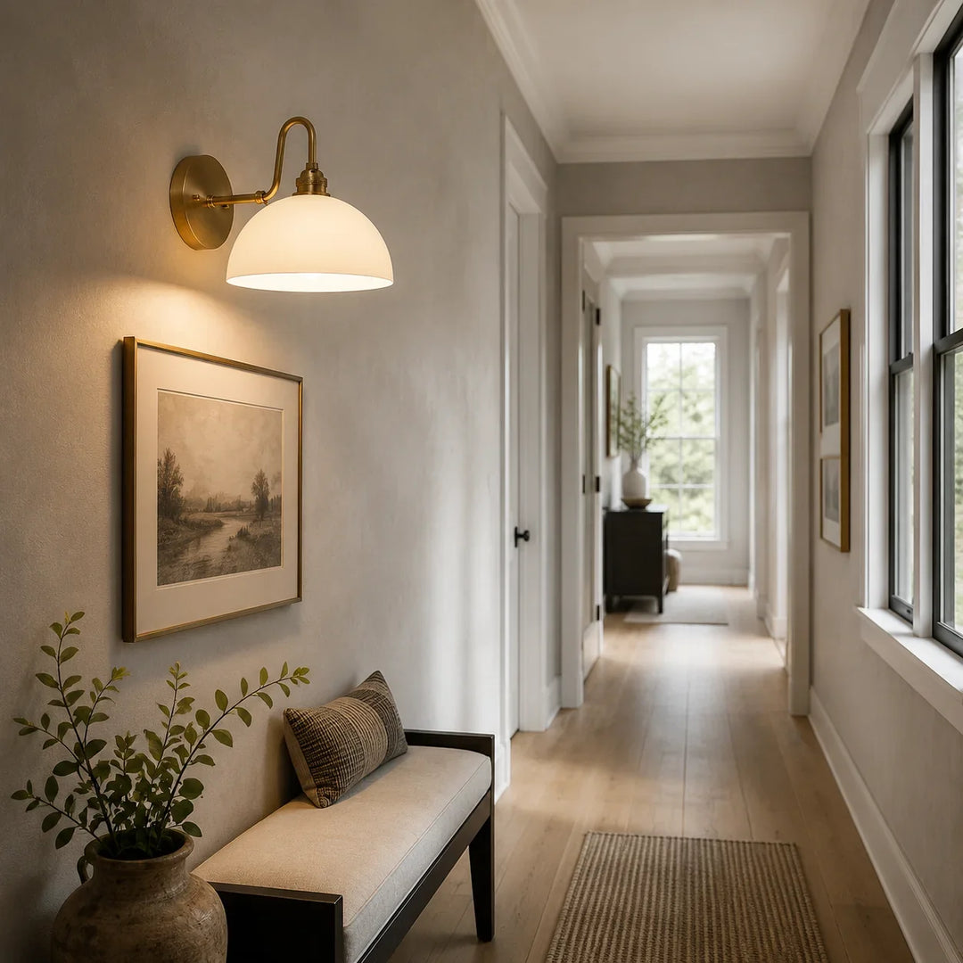 Brass Arm Bowl Wall Light