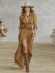 Women's Pleated Belted Lapel Summer Dress – image 4