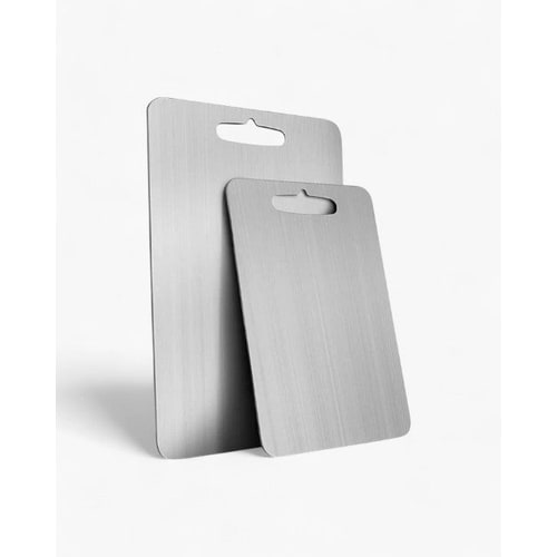 Brushed stainless steel chopping board