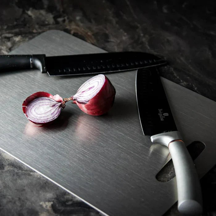 Brushed stainless steel chopping board