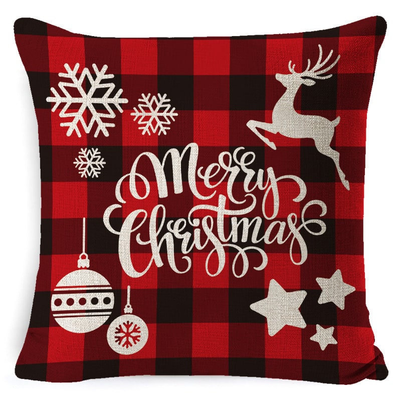 Red plaid Christmas cushion cover