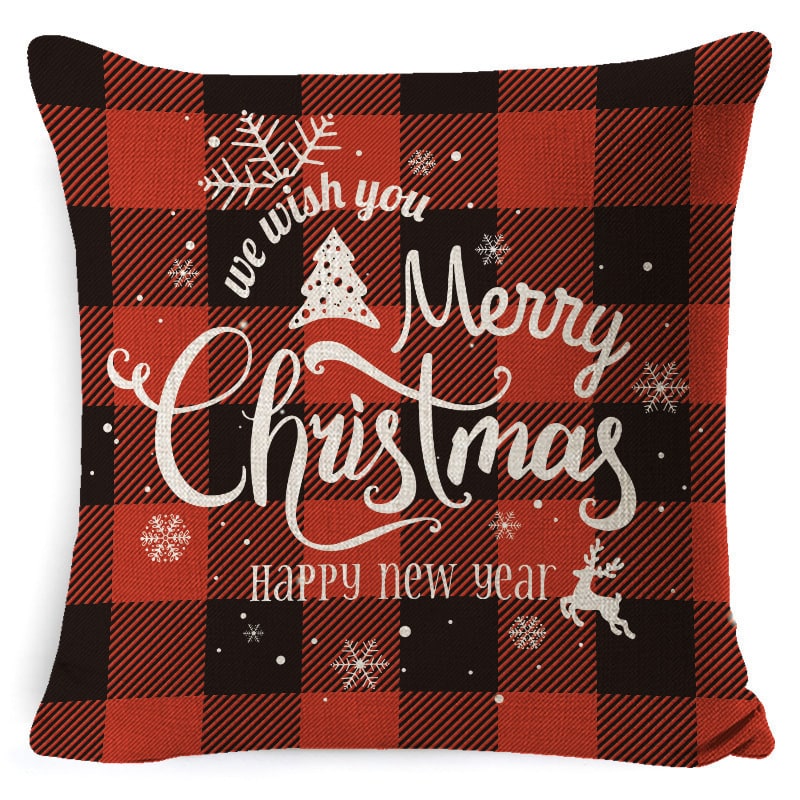 Red plaid Christmas cushion cover