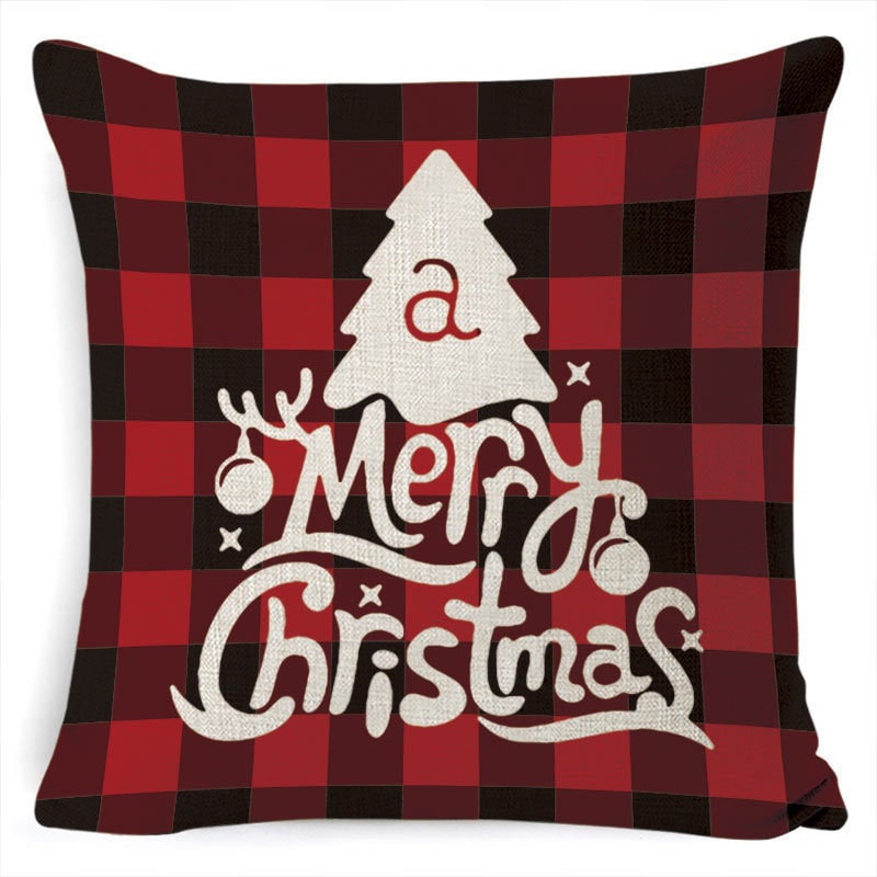 Red plaid Christmas cushion cover