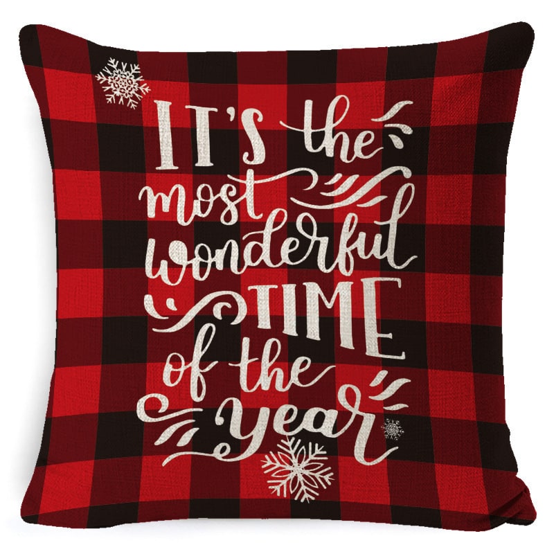 Red plaid Christmas cushion cover