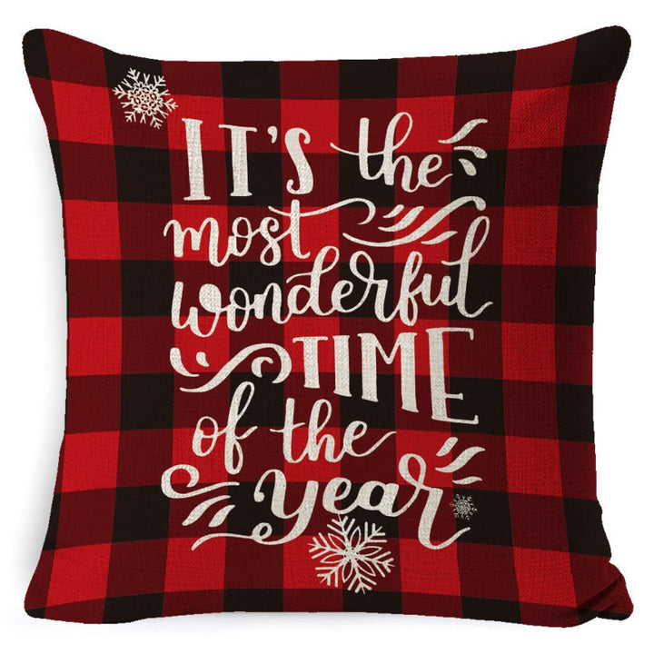 Red plaid Christmas cushion cover
