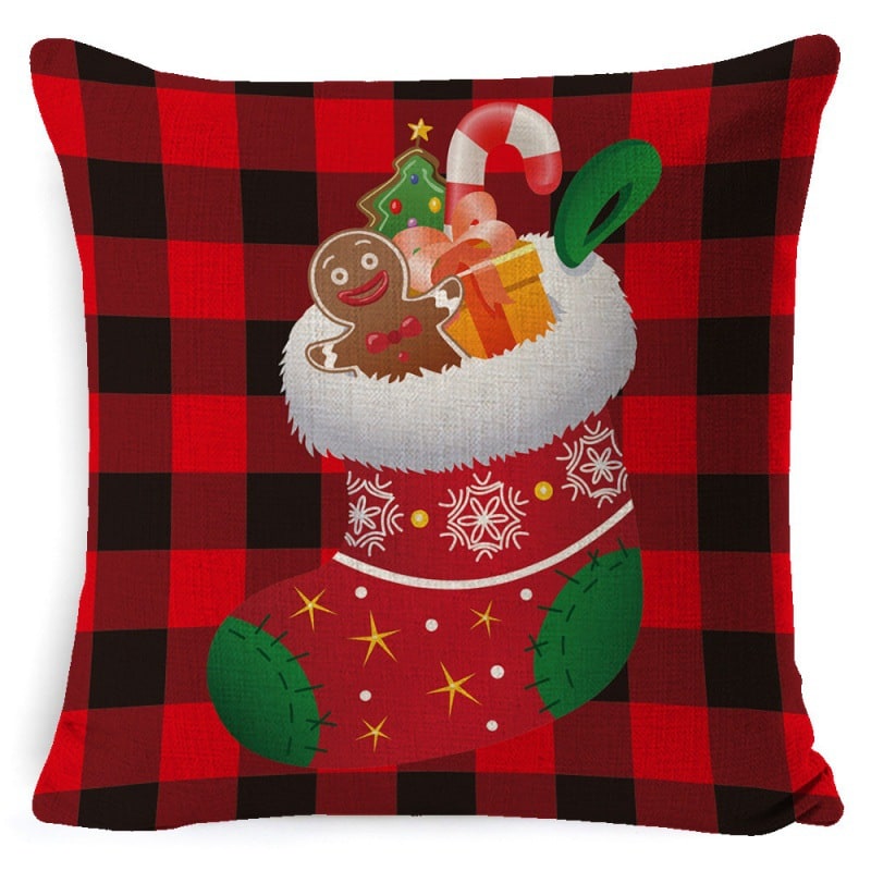 Red plaid Christmas cushion cover