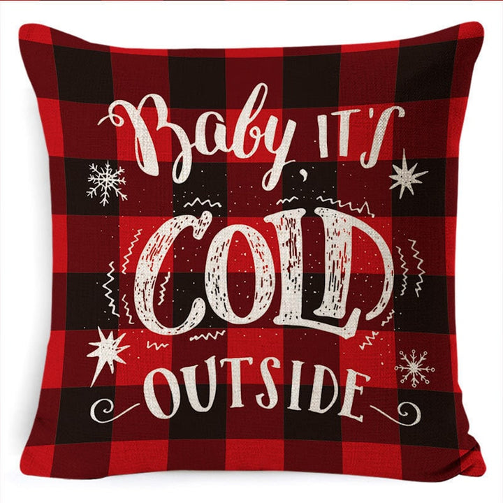 Red plaid Christmas cushion cover