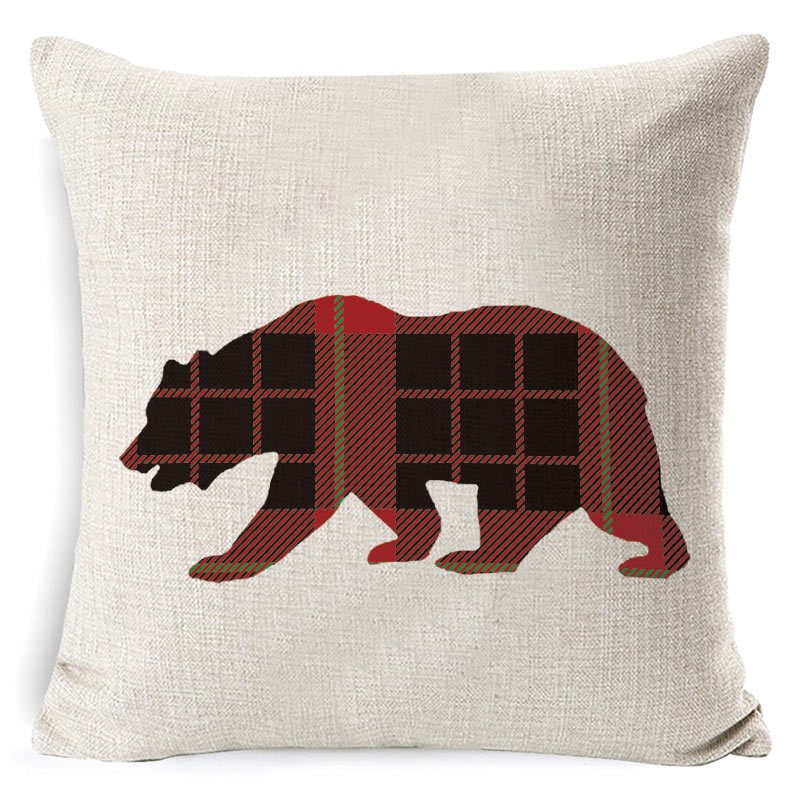 Red plaid Christmas cushion cover