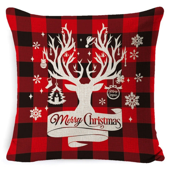 Red plaid Christmas cushion cover