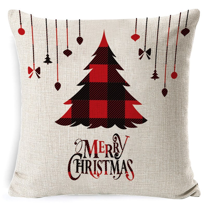 Red plaid Christmas cushion cover