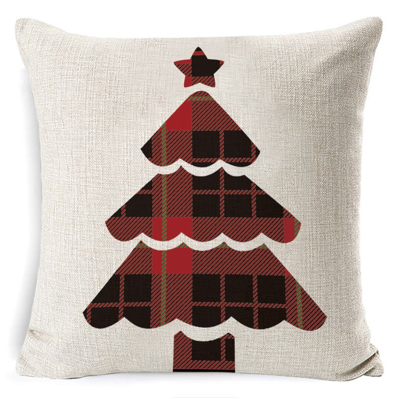 Red plaid Christmas cushion cover