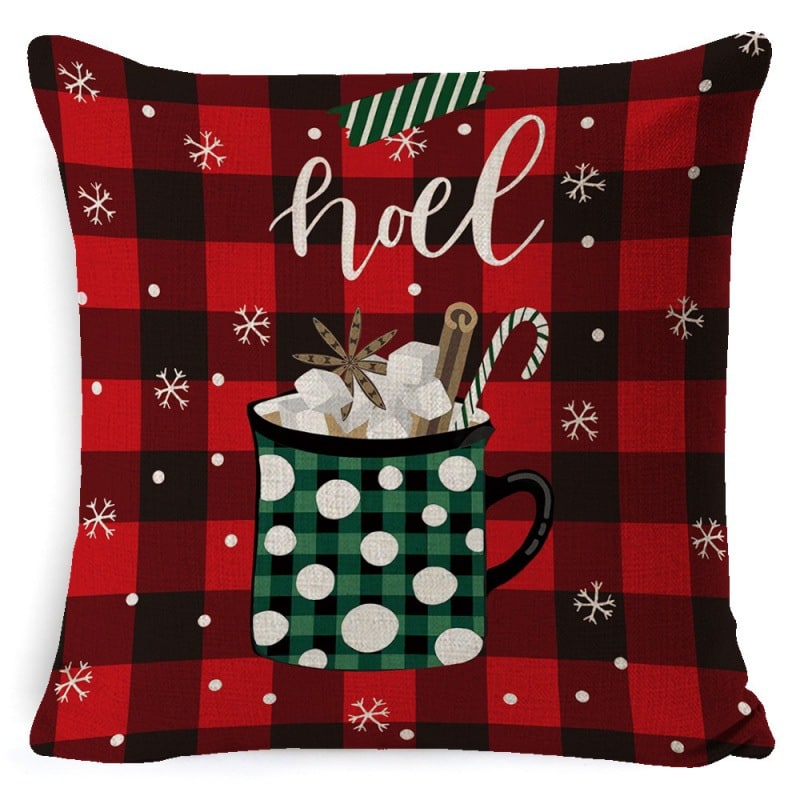 Red plaid Christmas cushion cover