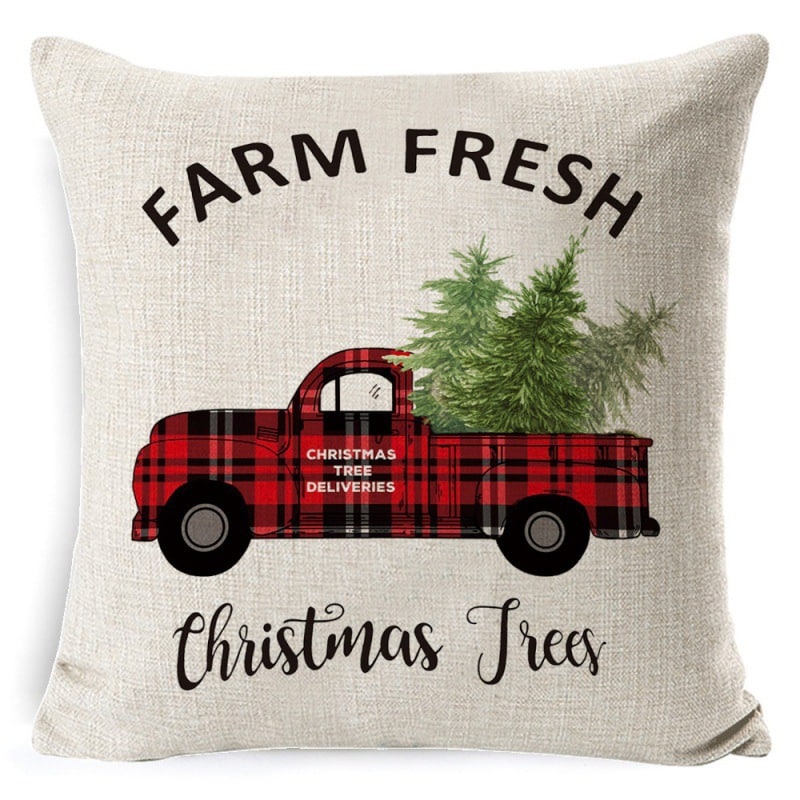 Red plaid Christmas cushion cover