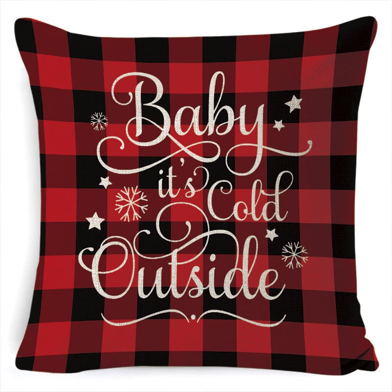 Red plaid Christmas cushion cover