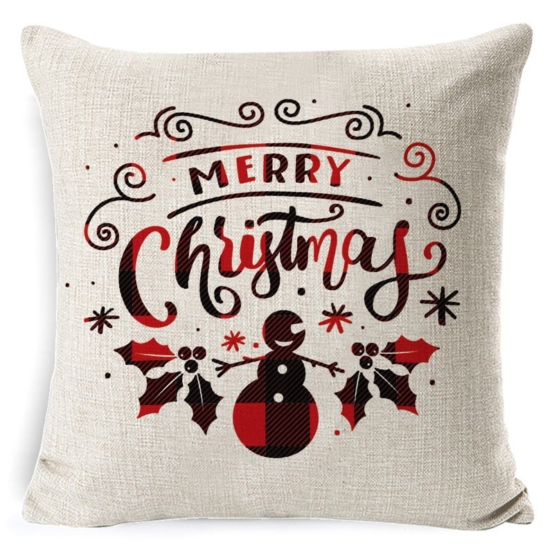 Red plaid Christmas cushion cover