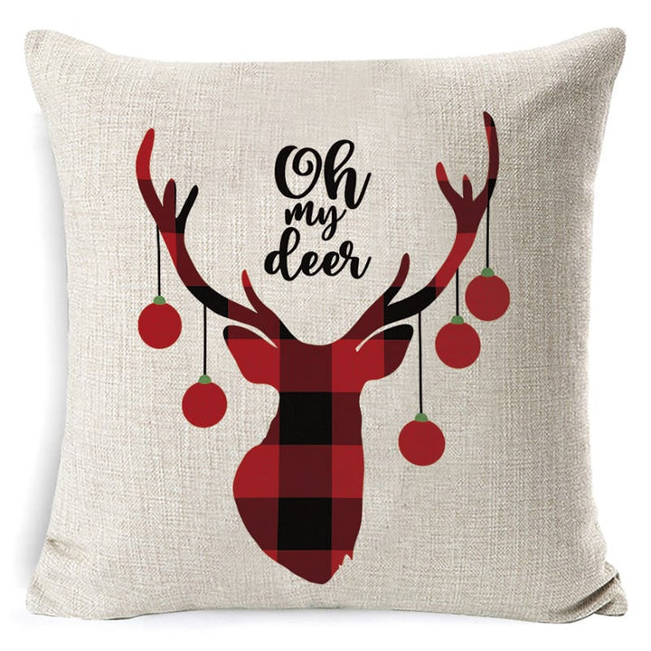 Red plaid Christmas cushion cover