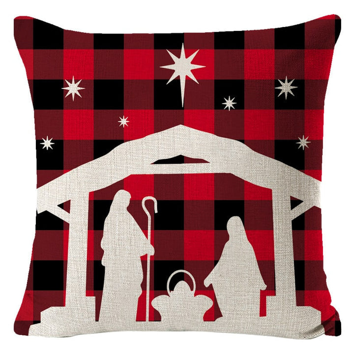 Red plaid Christmas cushion cover