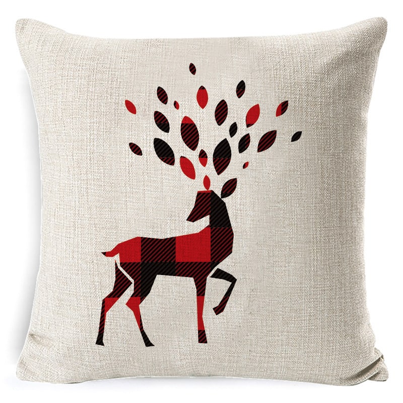 Red plaid Christmas cushion cover