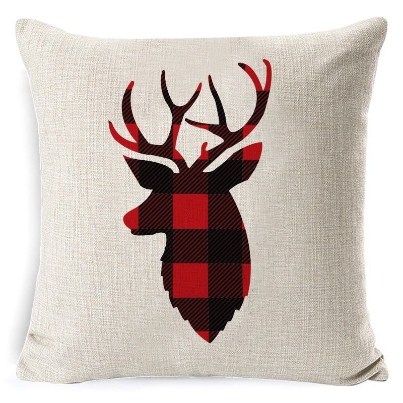 Red plaid Christmas cushion cover