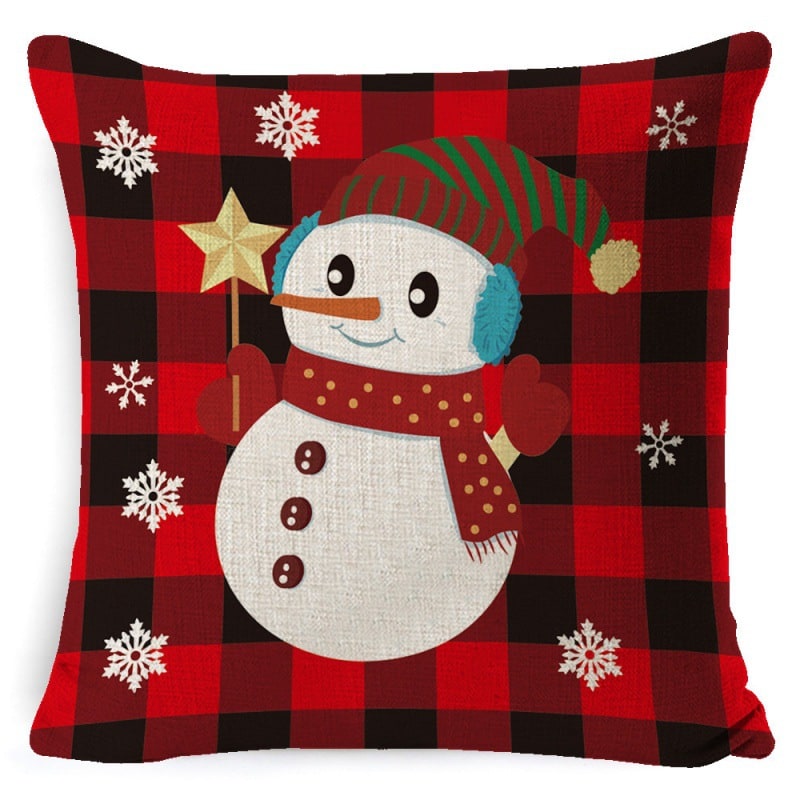 Red plaid Christmas cushion cover