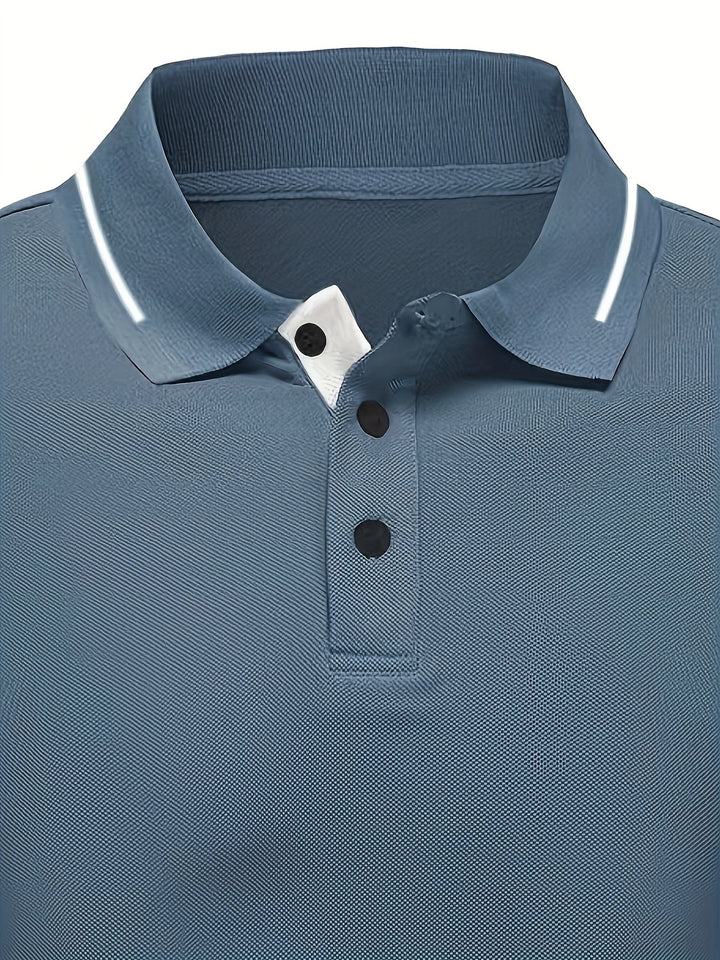 Men's Long-Sleeve Button-Placket Summer Polo Shirt – image 7