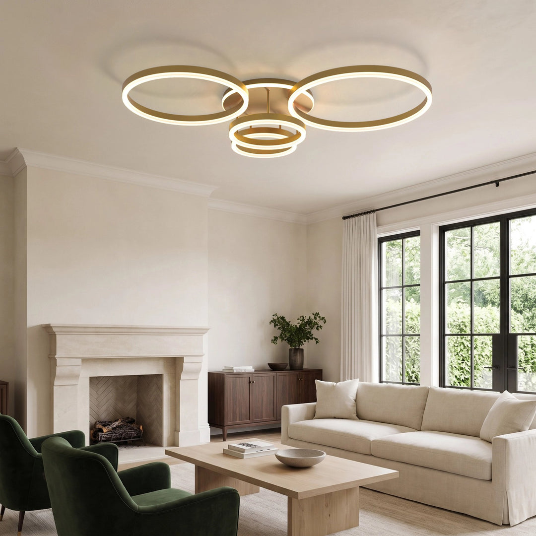 Ring LED Ceiling Light | Gold or Black, 1 to 5 Rings