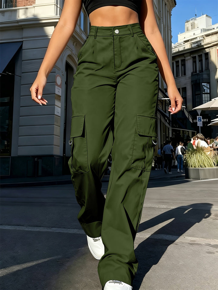 Women's High-Waisted Wide-Leg Cargo Everyday Trousers – image 8