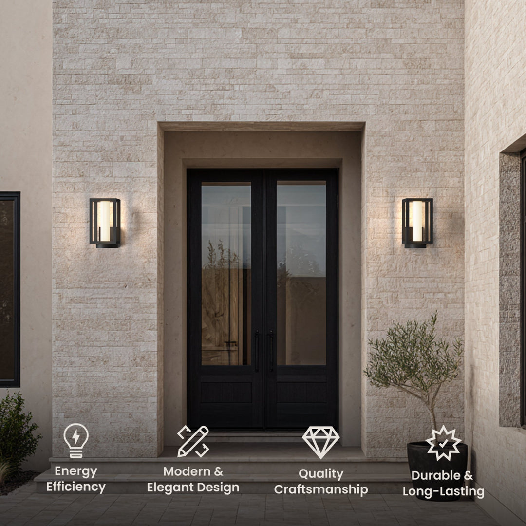 Lantern Outdoor Wall Light | Solar or Hardwired, Black