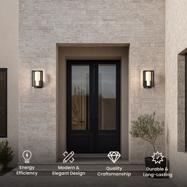 Lantern Outdoor Wall Light | Solar or Hardwired, Black