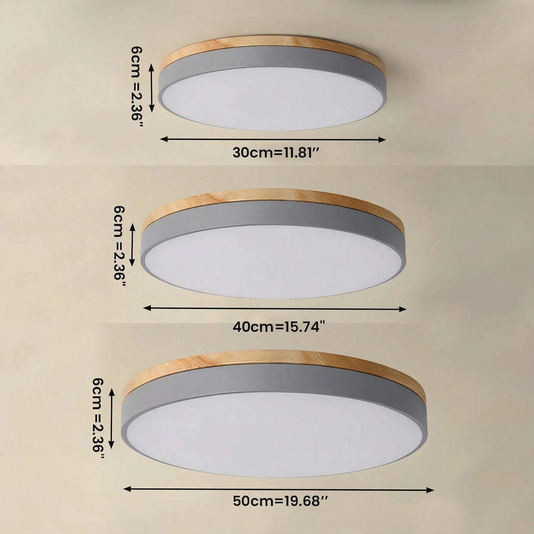 Wood Trim LED Flush Ceiling Light | Seven Colours, 30-60 cm