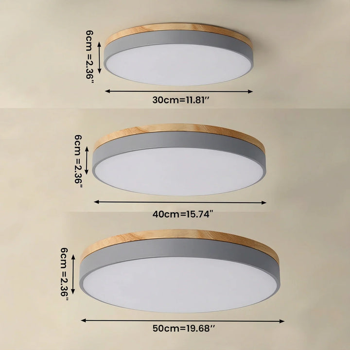 Wood Trim LED Flush Ceiling Light | Seven Colours, 30-60 cm