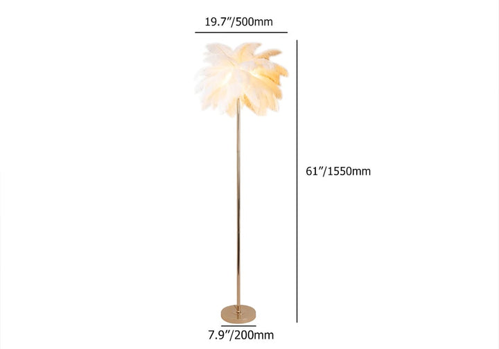 Art Deco Feather Shade Floor Lamp in Rose Gold