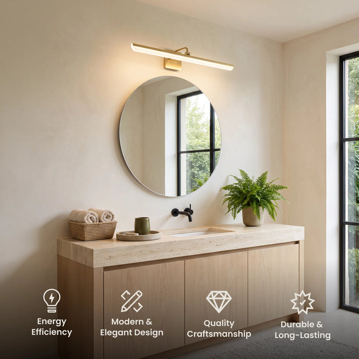Slim LED Bathroom Mirror Light | Gold or Black