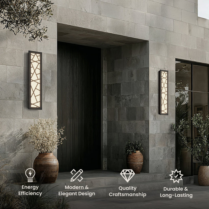 Geometric Outdoor Wall Light | Black, Patterned Diffuser