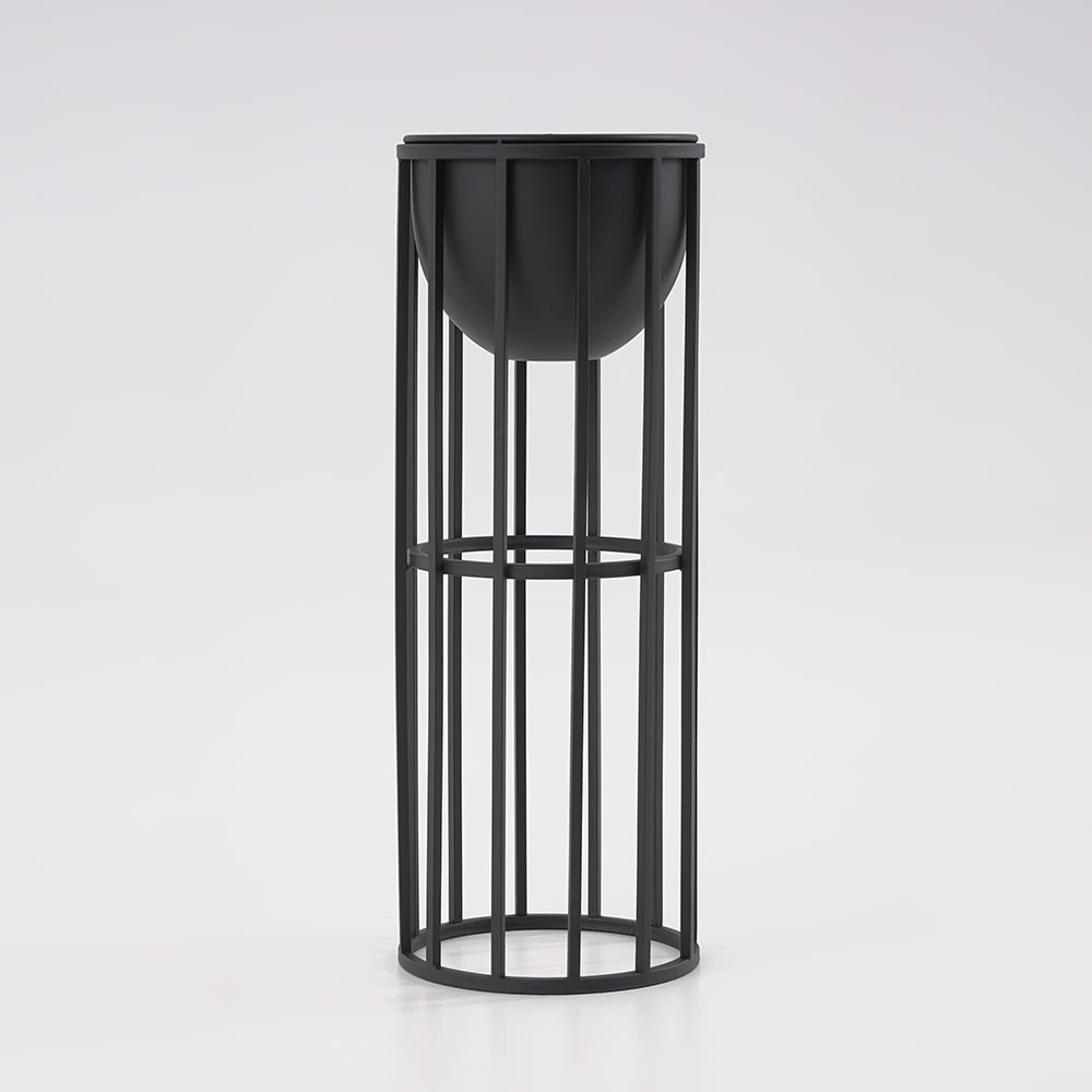Black Metal Plant Pot with Stand