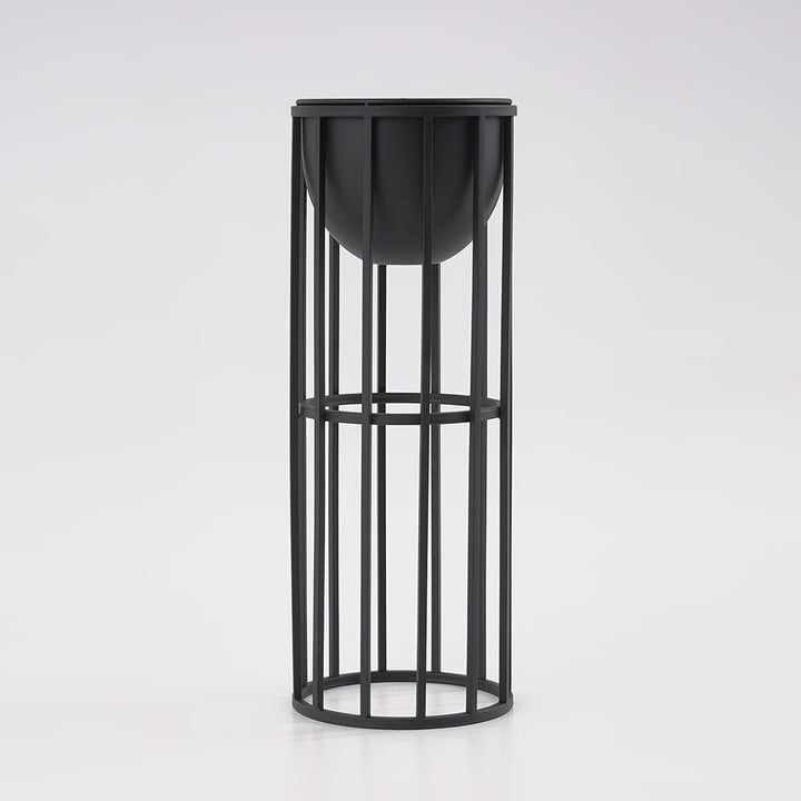 Black Metal Plant Pot with Stand