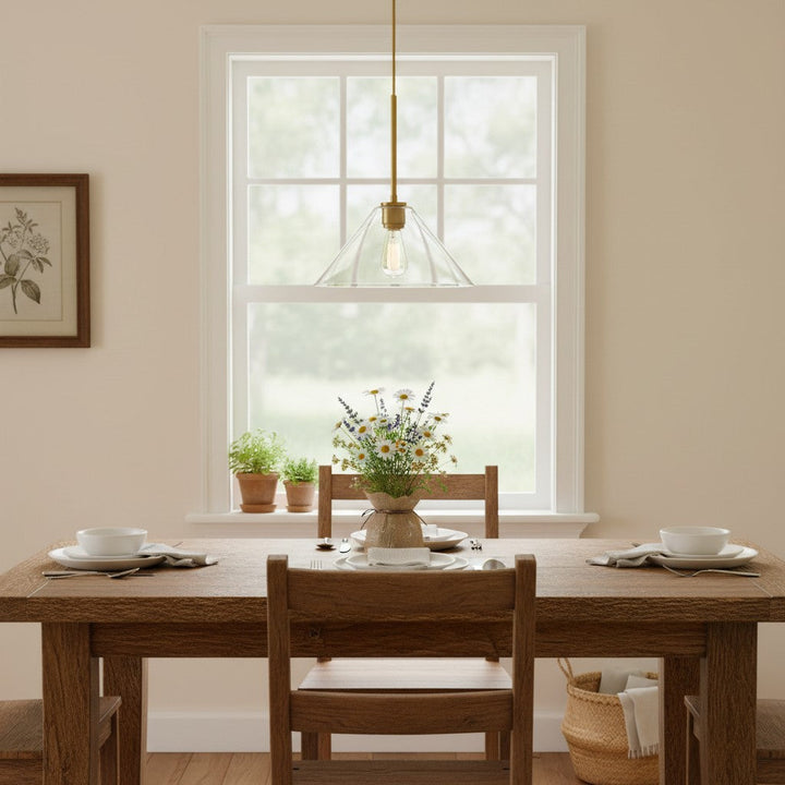 Cone Milk Clear Glass Cone Pendant Light for Kitchen