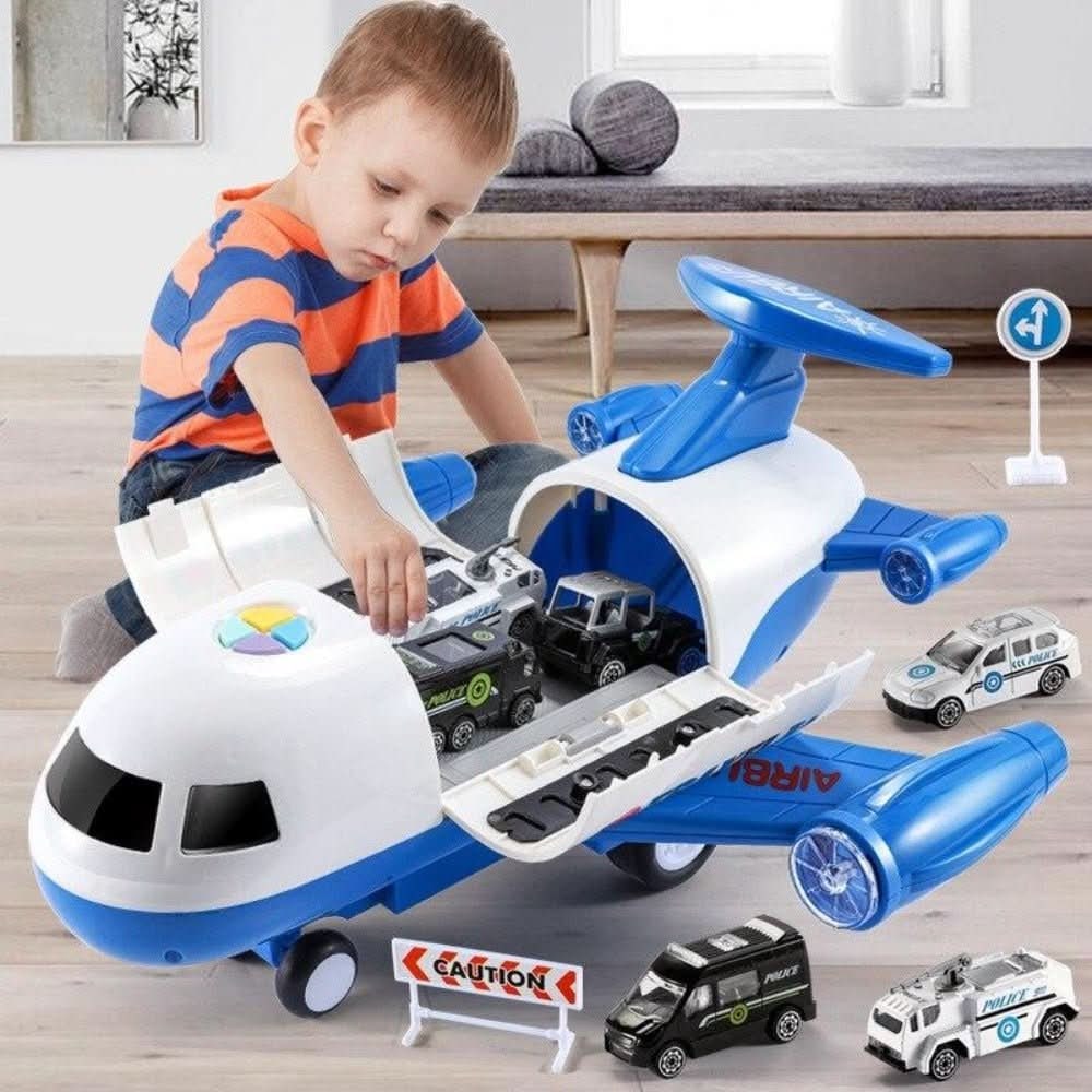 Cargo airplane toy playset with crane