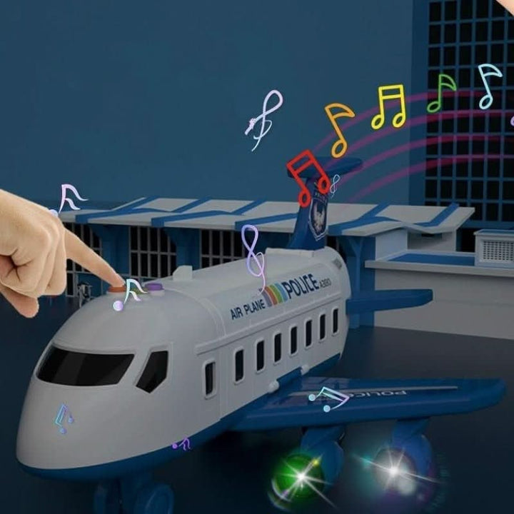 Cargo airplane toy playset with crane