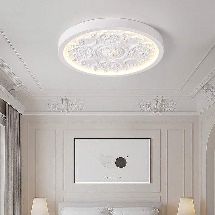 Carved rosette LED ceiling light