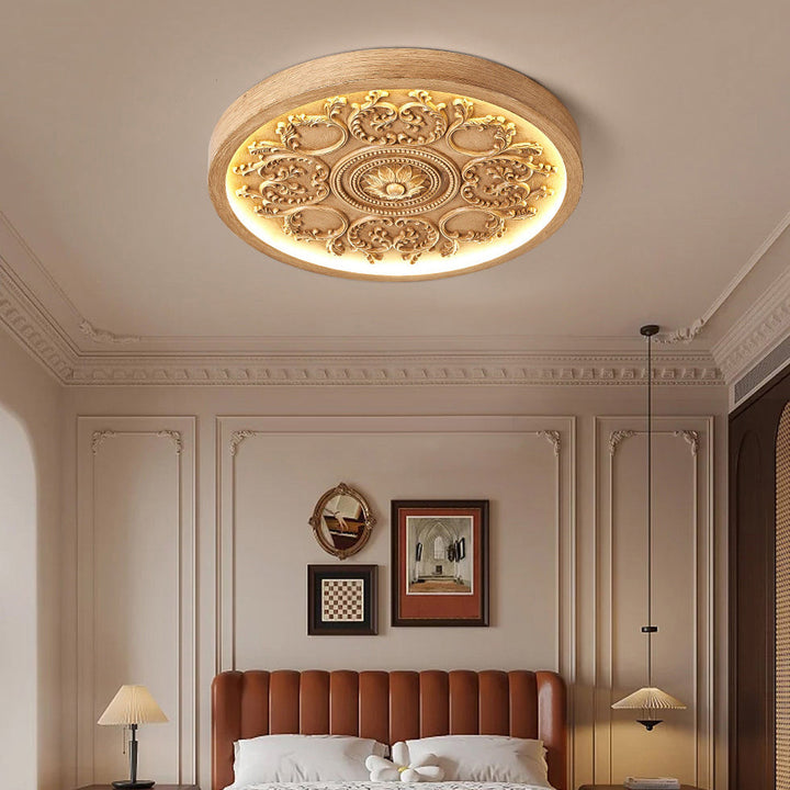 Carved rosette LED ceiling light