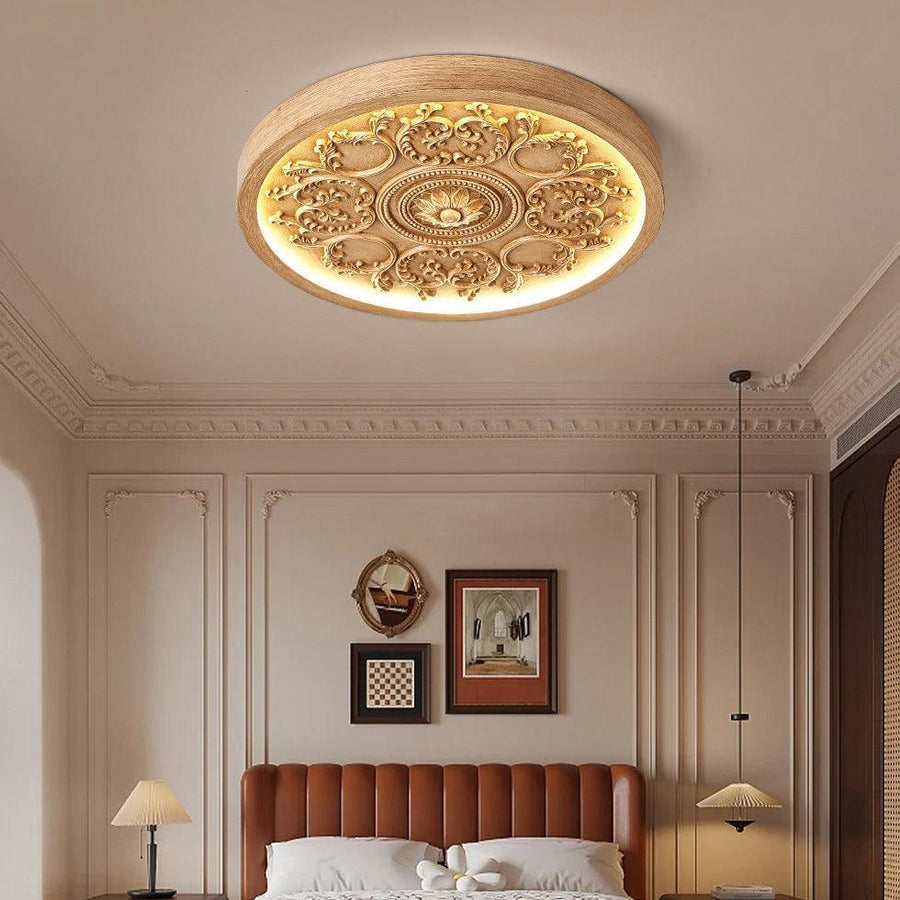Carved rosette LED ceiling light