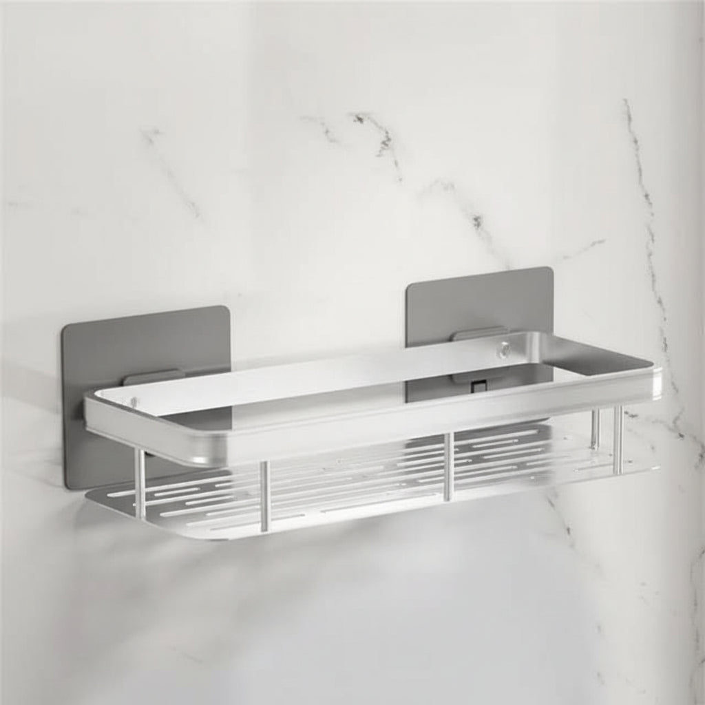 Adhesive Shower Shelf | Drill-Free, Black or Silver