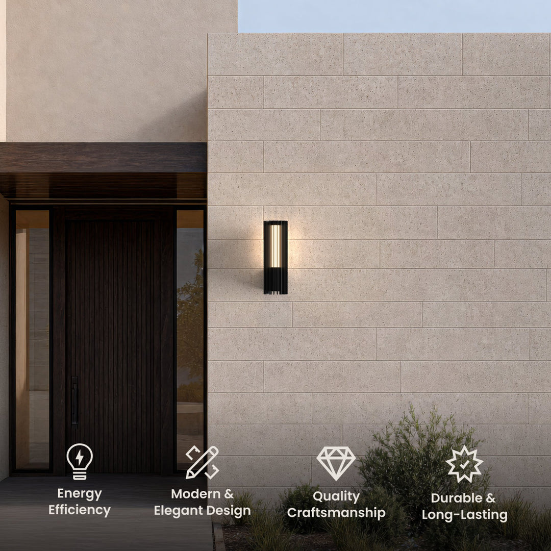 Cylinder Outdoor Wall Light | Black Steel, Up and Down