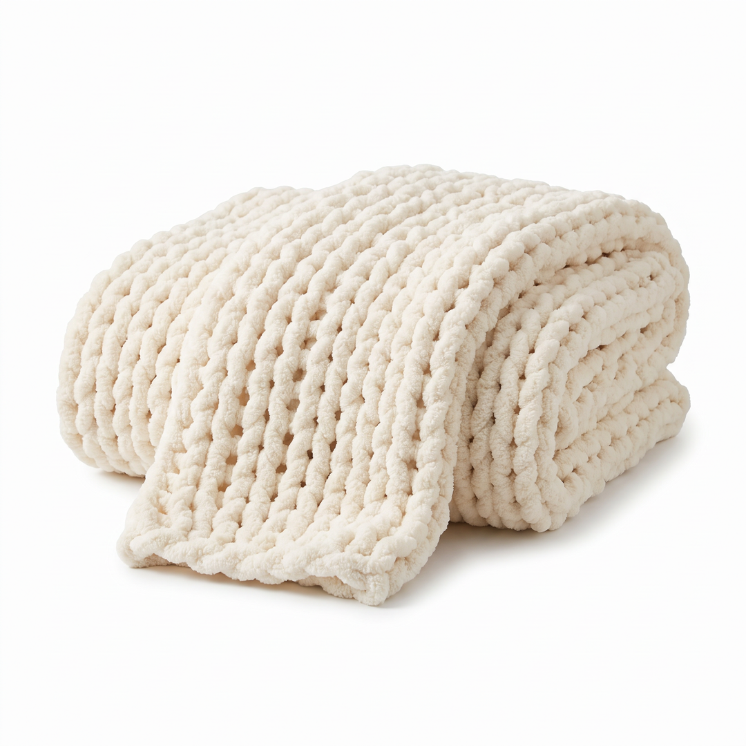 Chunky knit chenille throw blanket